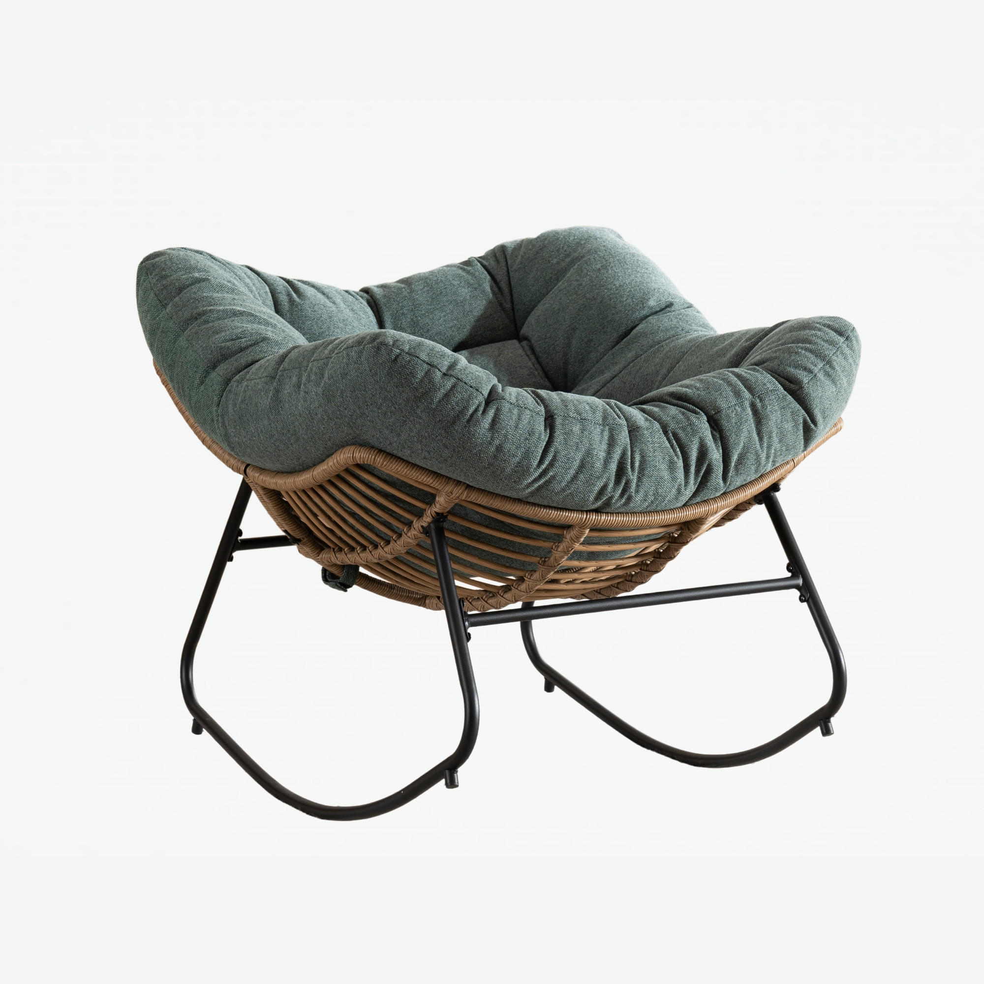 SCHAUKELSTUHL Grün Chenille, Metallrahmen - Grün, Textil (107/83/95cm) - Oxeza