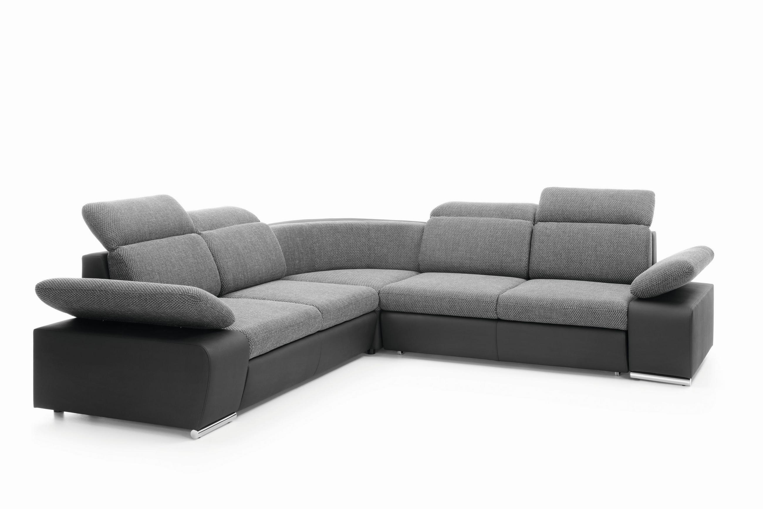 ECKSOFA TRENTO Grau Geflochtener Stoff mit Schlaffunktion - Grau, Holz (281/281cm) - MASSENO
