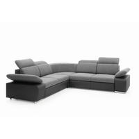 ECKSOFA TRENTO Grau Geflochtener Stoff mit Schlaffunktion - Grau, Holz (281/281cm) - MASSENO