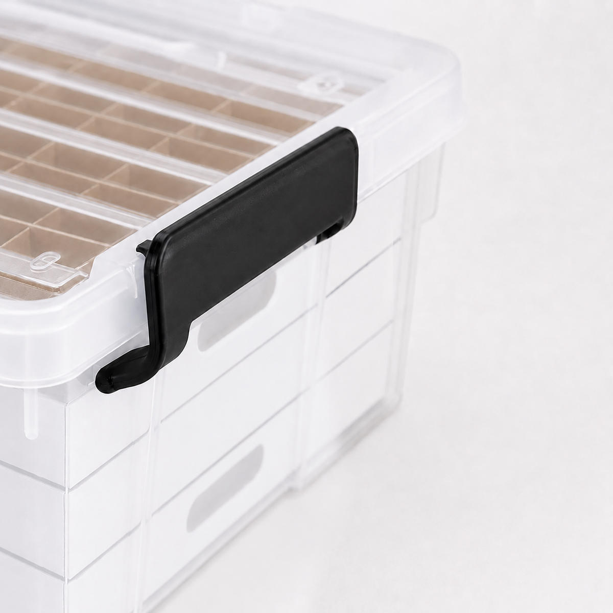 ÚLOŽNÁKRABICE Transparentní 55 l s přihrádkami - průhledná, plast/vlnitá lepenka (51/32.5/38.5cm) - Relaxdays