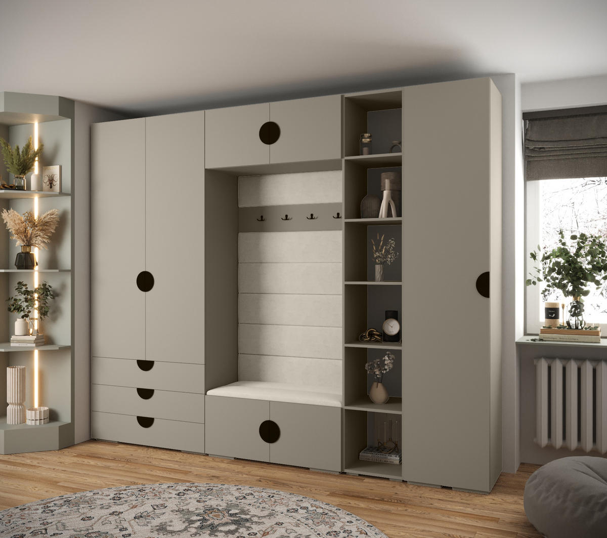 GARDEROBEN-SET 236,7/290/47 - Kaschmir/Schwarz, Holz/Kunststoff (290/236.7/47cm) - Abiks Möbel