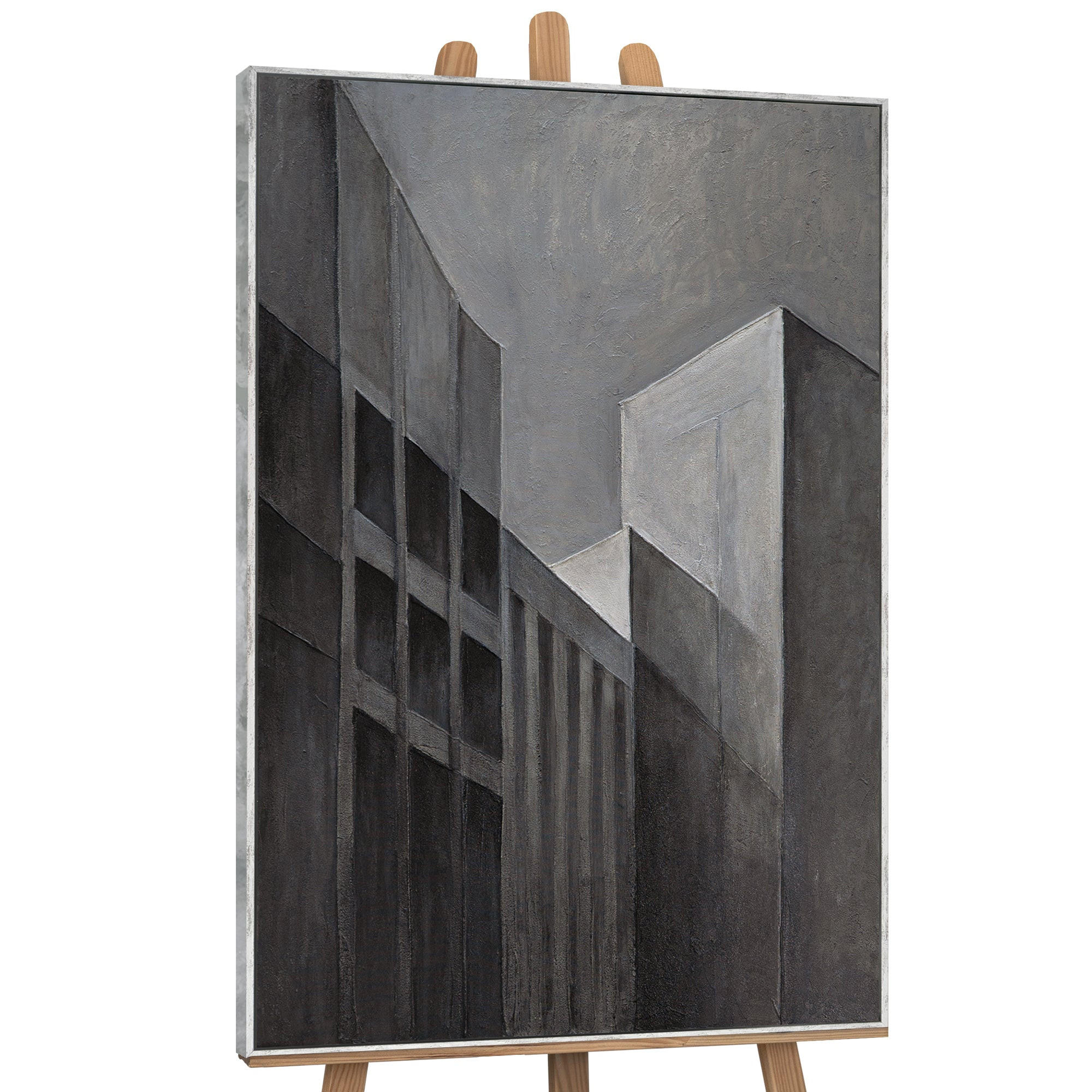 GEMÄLDE Stadtkonturen Schattenfugenrahmen Hellgrau 140x100 cm - Hellgrau, Holz (140/100cm) - YS-art gallery