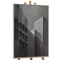 GEMÄLDE Stadtkonturen Schattenfugenrahmen Hellgrau 140x100 cm - Hellgrau, Holz (140/100cm) - YS-art gallery