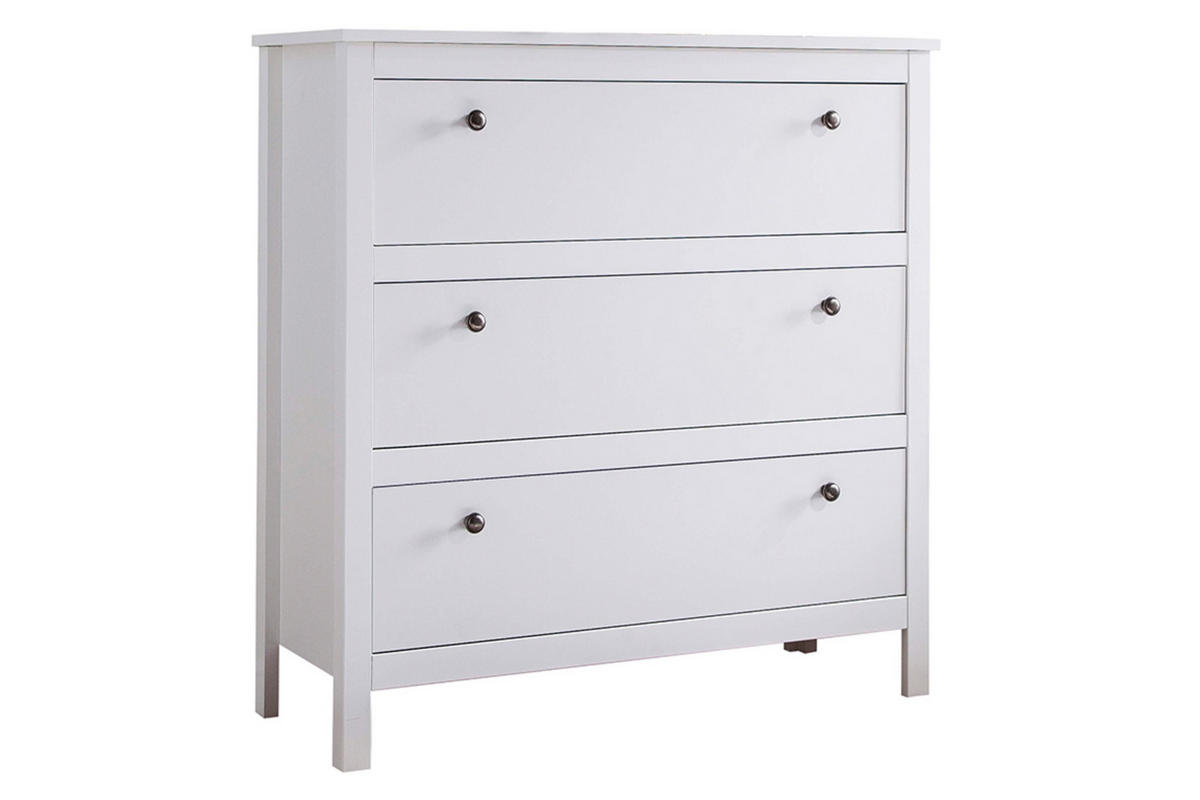 KOMMODE FARGE mit 3 Schubladen, weiß - Weiß, Holz (92/98/35cm) - KONSIMO®