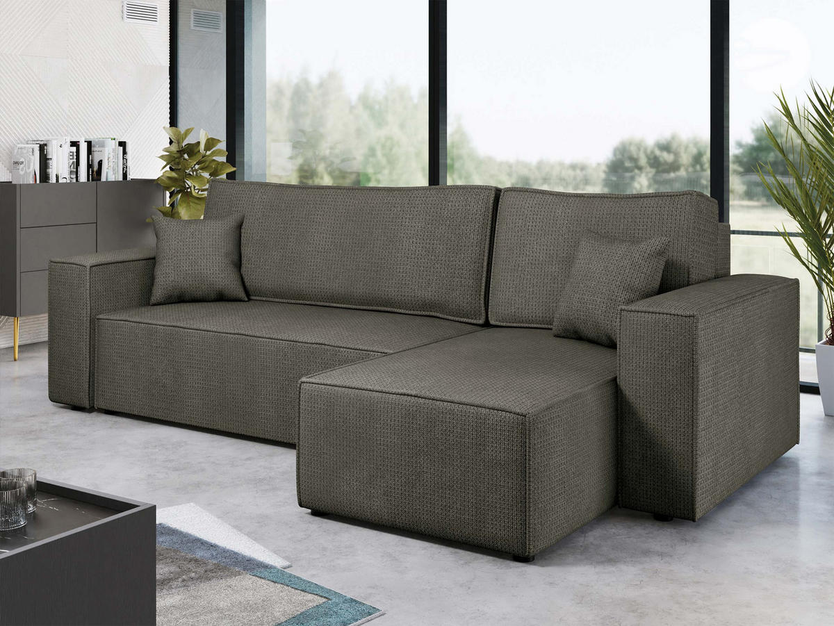 ECKSOFA Karl - Schwarz/Braun, Holz/Kunststoff (244/145cm) - MIRJAN24