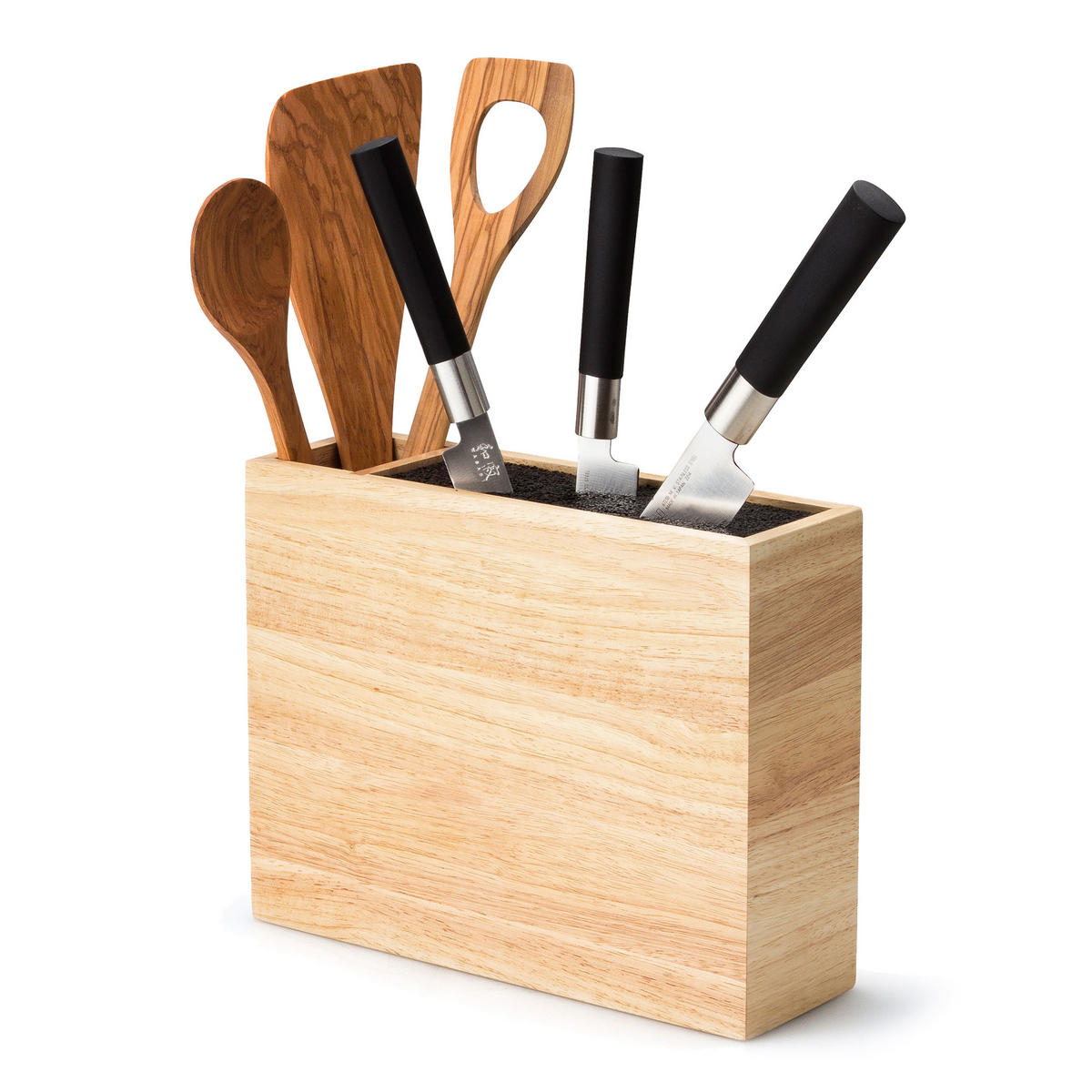 MESSERBLOCK für Schublade mit flexiblem Einsatz, Gummibaumholz - Braun, Holz (30/5/45cm) - Continenta