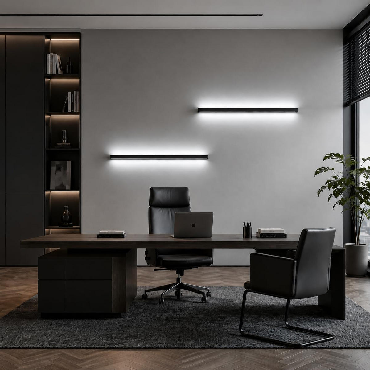 LED-WANDLEUCHTE Beaming 2.5/4/100 cm - Schwarz, Metall (4/2.5/100cm) - ZMH