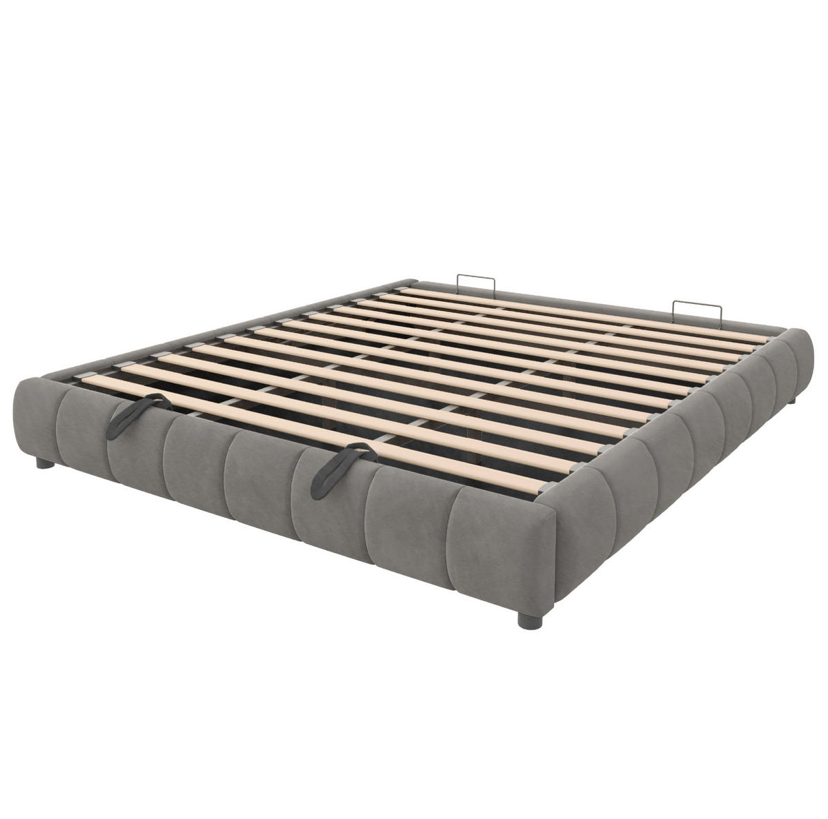 BETT ohne Kopfteil mit Stauraum und LED 180x200 cm Grau - Grau, Metall (180/200cm) - Meubliv