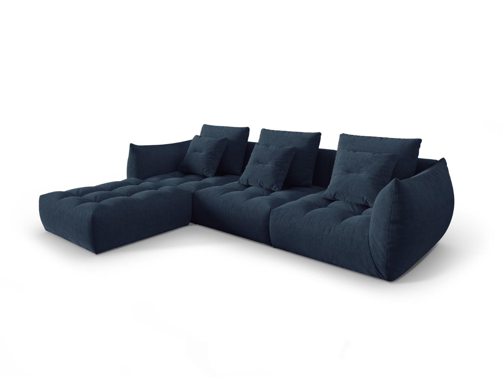 SOFA modular Bloom aus strukturiertem Stoff dunkelblau 2 Sitzplätze - Dunkelblau, Textil (216/332cm) - Micadoni