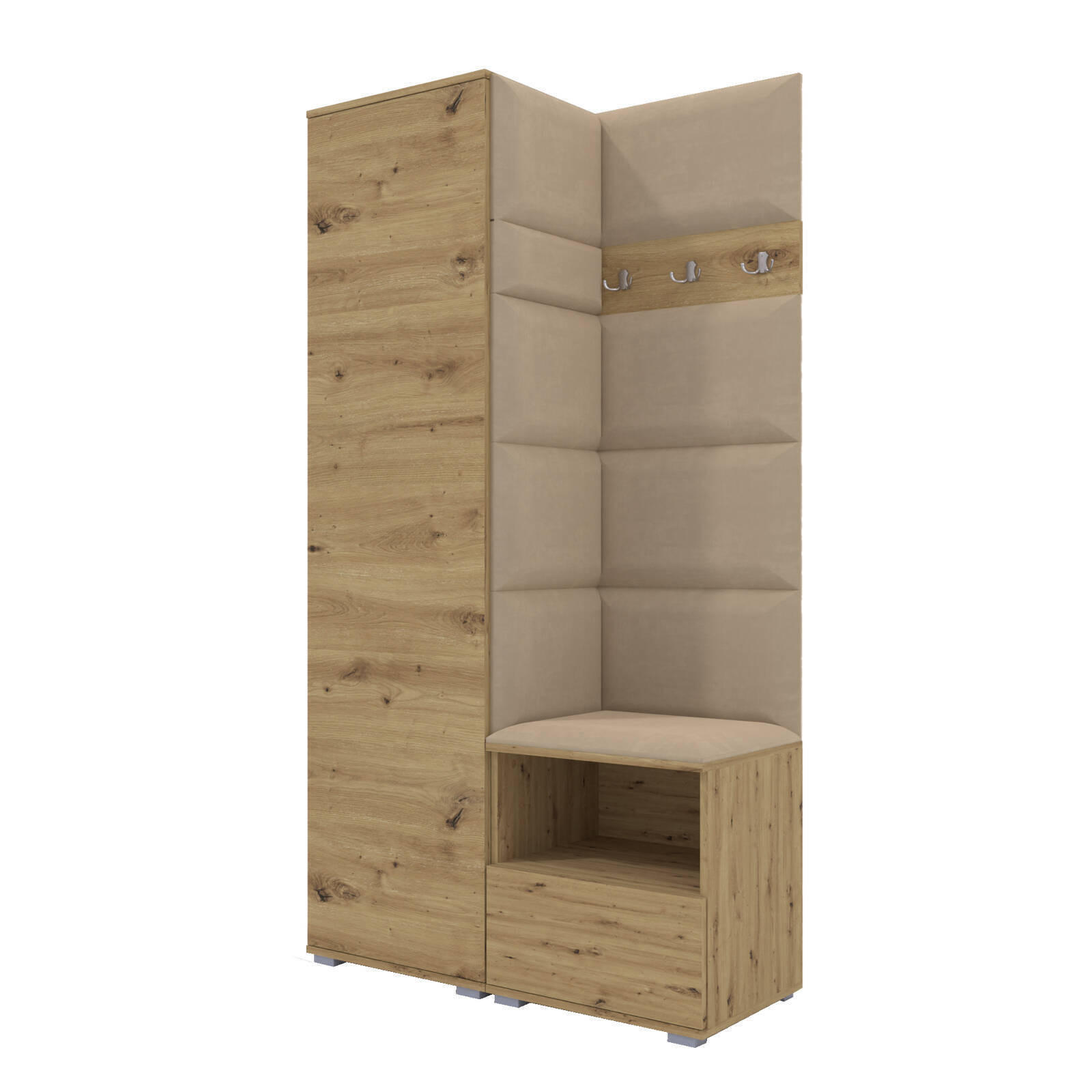XXXLutz Garderoben-Set Eiche Artisan, Beige 100x187x40 cm
