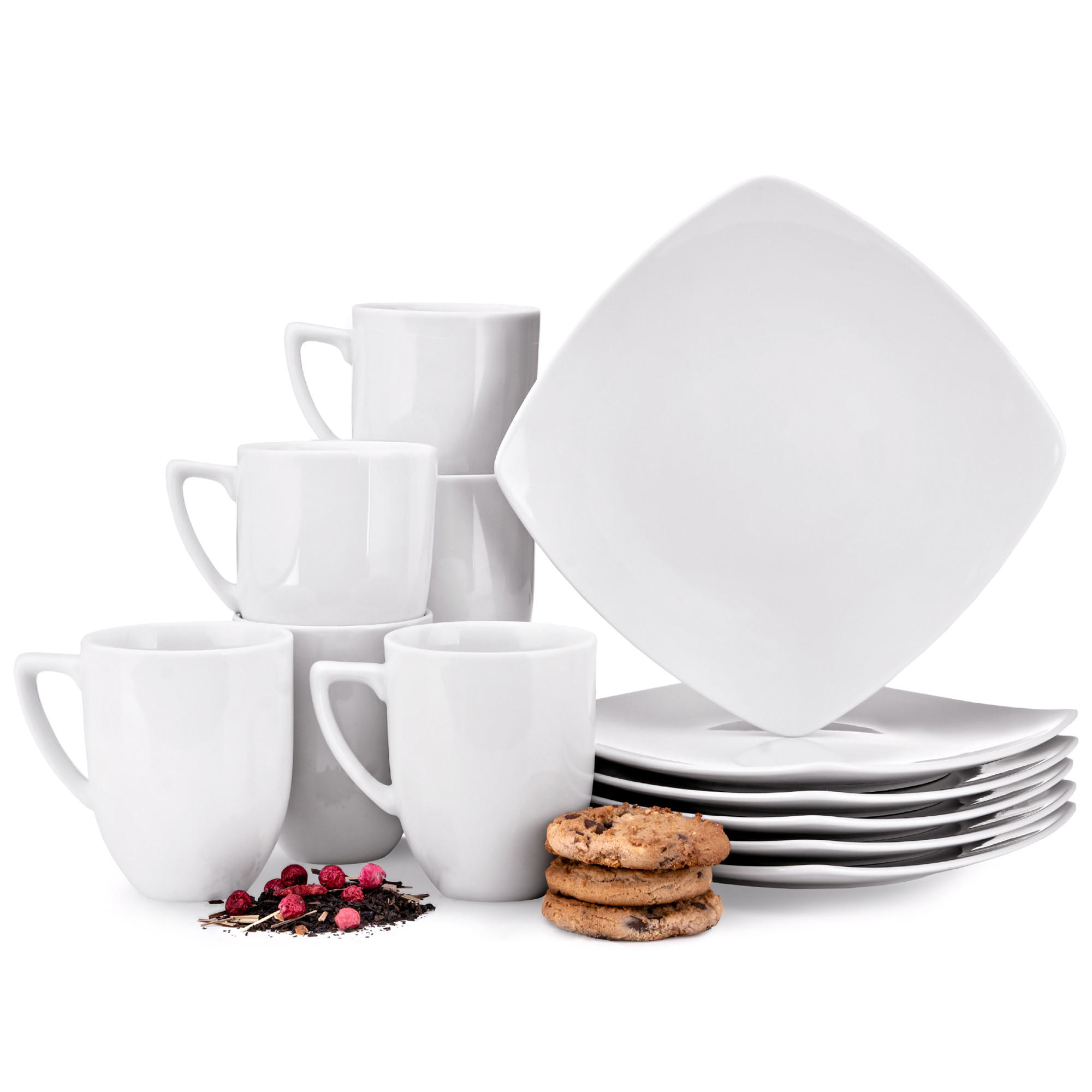 TEESERVICE CARLINA 6-Personen 12-tlg - Weiß, Keramik (14/2/14cm) - KONSIMO®