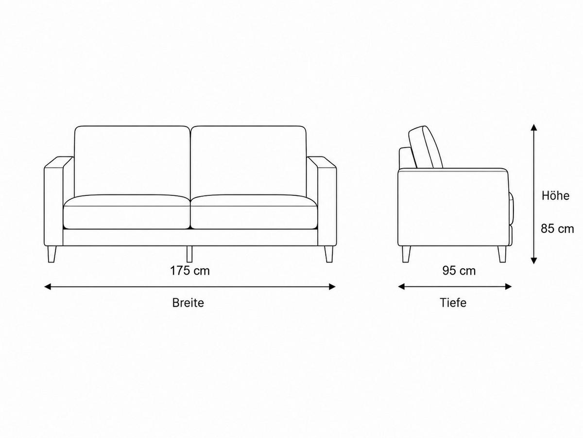 SITZGARNITUR Multan, Braun Stellvariante 2+2 - Beige, Holzwerkstoff/Metall (178/85/95cm)