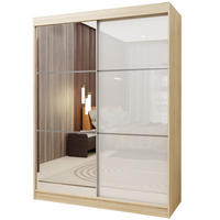 SCHWEBETÜRENSCHRANK VITALE 150/216/61 cm 2-türig mit Spiegel Sonoma Eiche - Weiß/Sonoma Eiche, Holzwerkstoff (150/216/61cm) - MASSENO