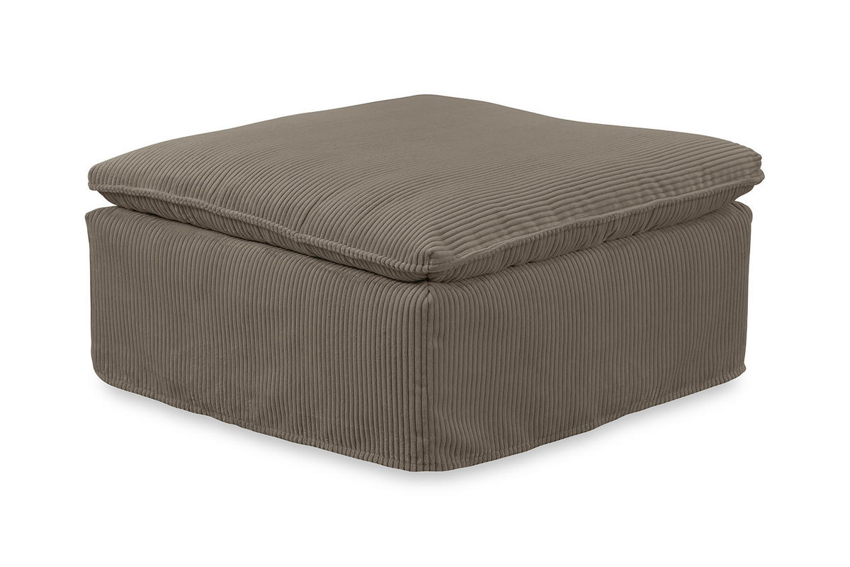 POLSTERHOCKER NETTA Braun Cord - Dunkelbraun/Braun, Textil (90/46/90cm) - KAWOLA