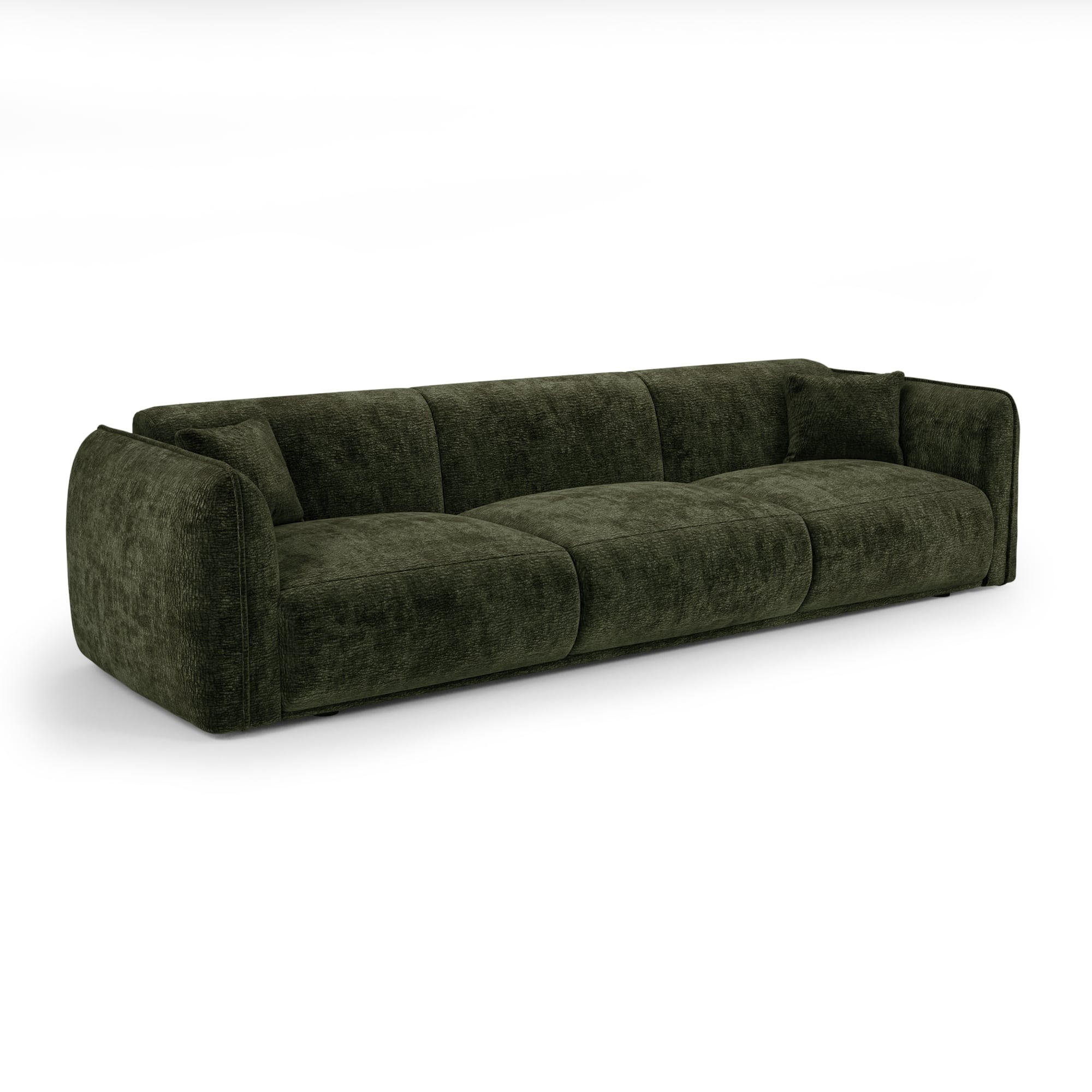 SOFA LUSH Gemusterter Samt Khaki-Grün 235cm - Dunkelgrün/Olivgrün, Textil (235/72.5/90cm) - Premium Interiors
