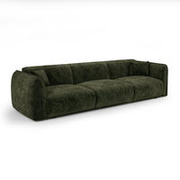 SOFA LUSH Gemusterter Samt Khaki-Grün 235cm - Dunkelgrün/Olivgrün, Textil (235/72.5/90cm) - Premium Interiors