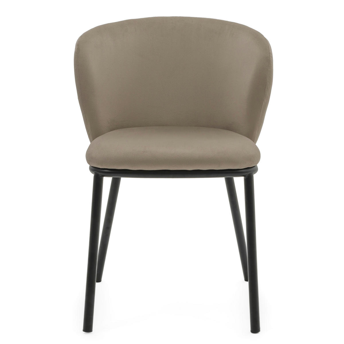 STUHL BARI gepolsterter mit Steppung - dunkelbeige - Samt Velour - Schwarz/Braun, Textil/Metall (54/81/57cm) - NEW HOME