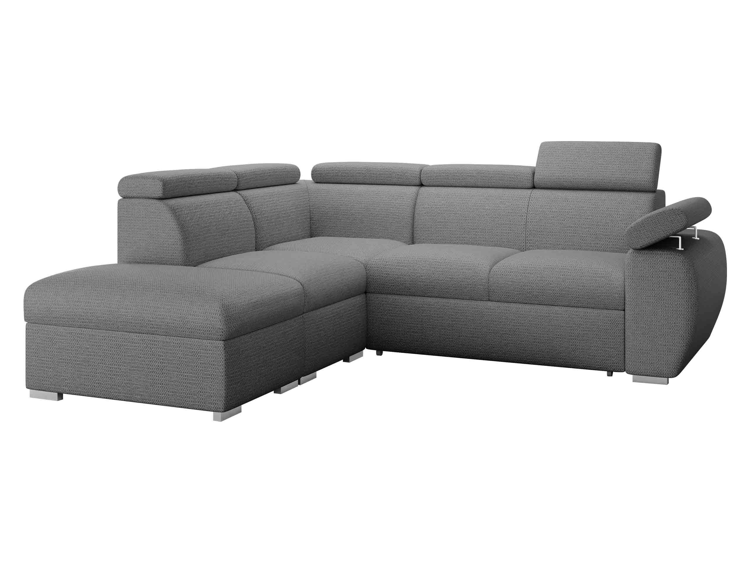 ECKSOFA Boston 2RR1P, Seite: Links PUFAP+R+1P(65)+2R - Silberfarben/Graphitfarben, Holz/Textil (260/230cm) - MIRJAN24