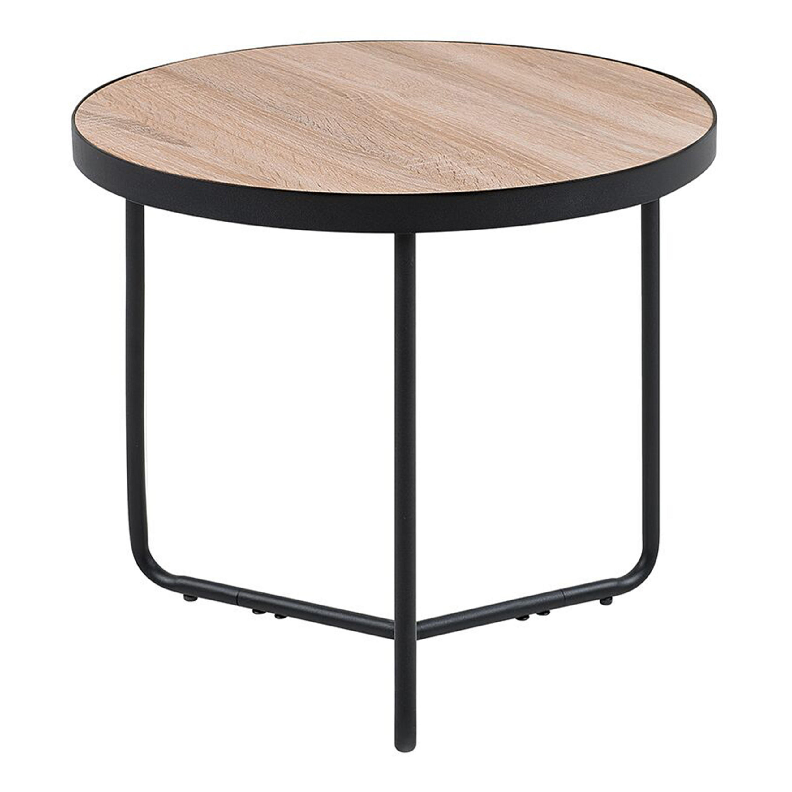 BEISTELLTISCH heller Holzfarbton/schwarz 50cm Melody - Hellbraun/Schwarz, Holzwerkstoff (50/50/45cm) - Beliani