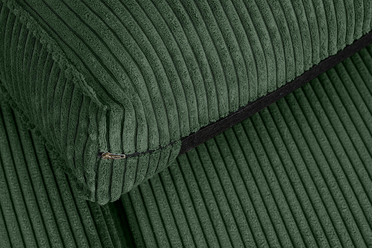 2-SITZER-SOFA INVIA Klassische-Stil mit Armlehnen, Feinkord-Stoff, Dunkelgrün - Dunkelgrün/Schwarz, Textil (164/87/98cm) - KONSIMO®
