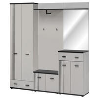 GARDEROBEN-SET Kaschmir, schwarz 5-teilig, Flurgarderobe 180 cm in modernem Design - Kaschmir/Schwarz, Glas/Holzwerkstoff (180/203/32cm) - Inn.Furn
