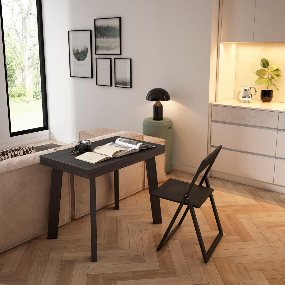 KONSOLENTISCH ausziehbar 58 bis 222cm, für 10 Gäste, schwarz eiche, 90/58/73cm - Eichefarben/Schwarz, Holzwerkstoff (90/222/73cm) - Skraut Home