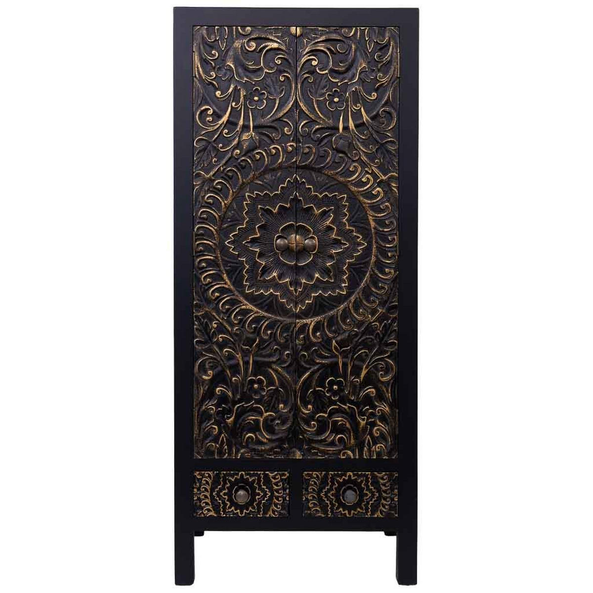 SCHRANK aus Holz 50x35x121 cm - Schwarz, Holz (50/121/34cm) - Wanderlust