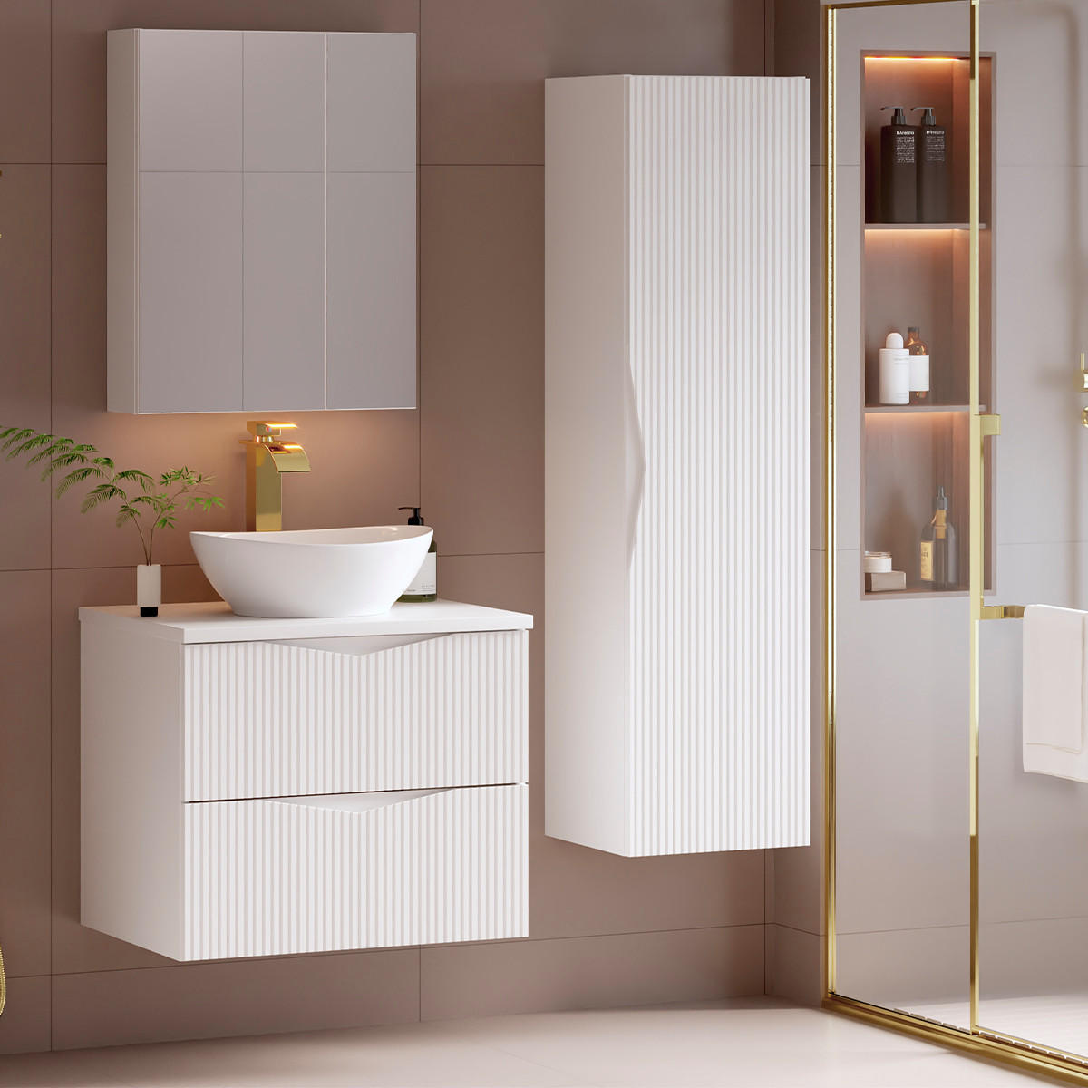 WASCHTISCHUNTERSCHRANK 60.6cm Tao Weiß - Weiß, Holzwerkstoff (60.6/52.2/46.5cm) - Petits-meubles