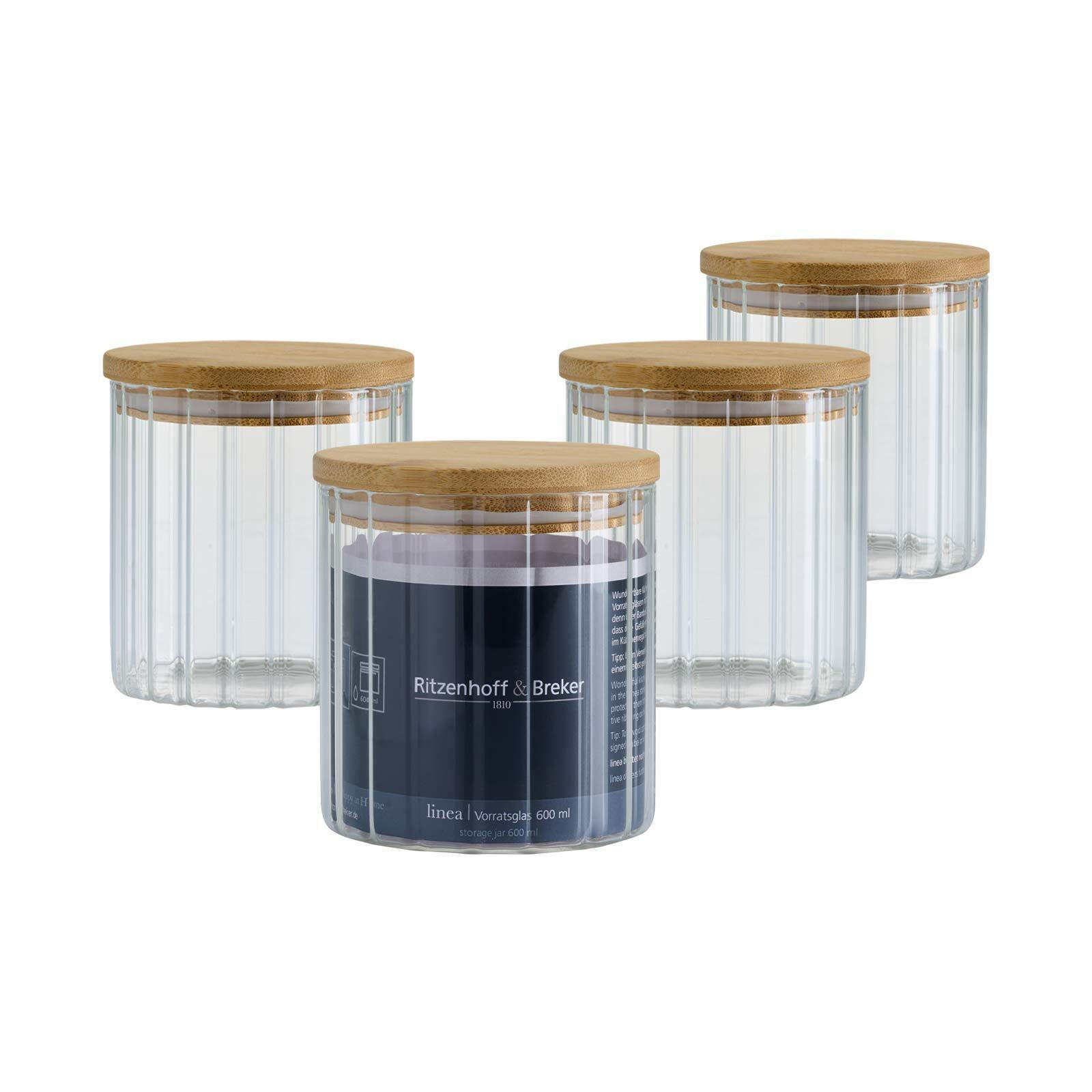 VORRATSGLÄSER Linea transparent 600 ml 4er Set - Transparent, Glas (10/11/10cm) - Ritzenhoff Breker