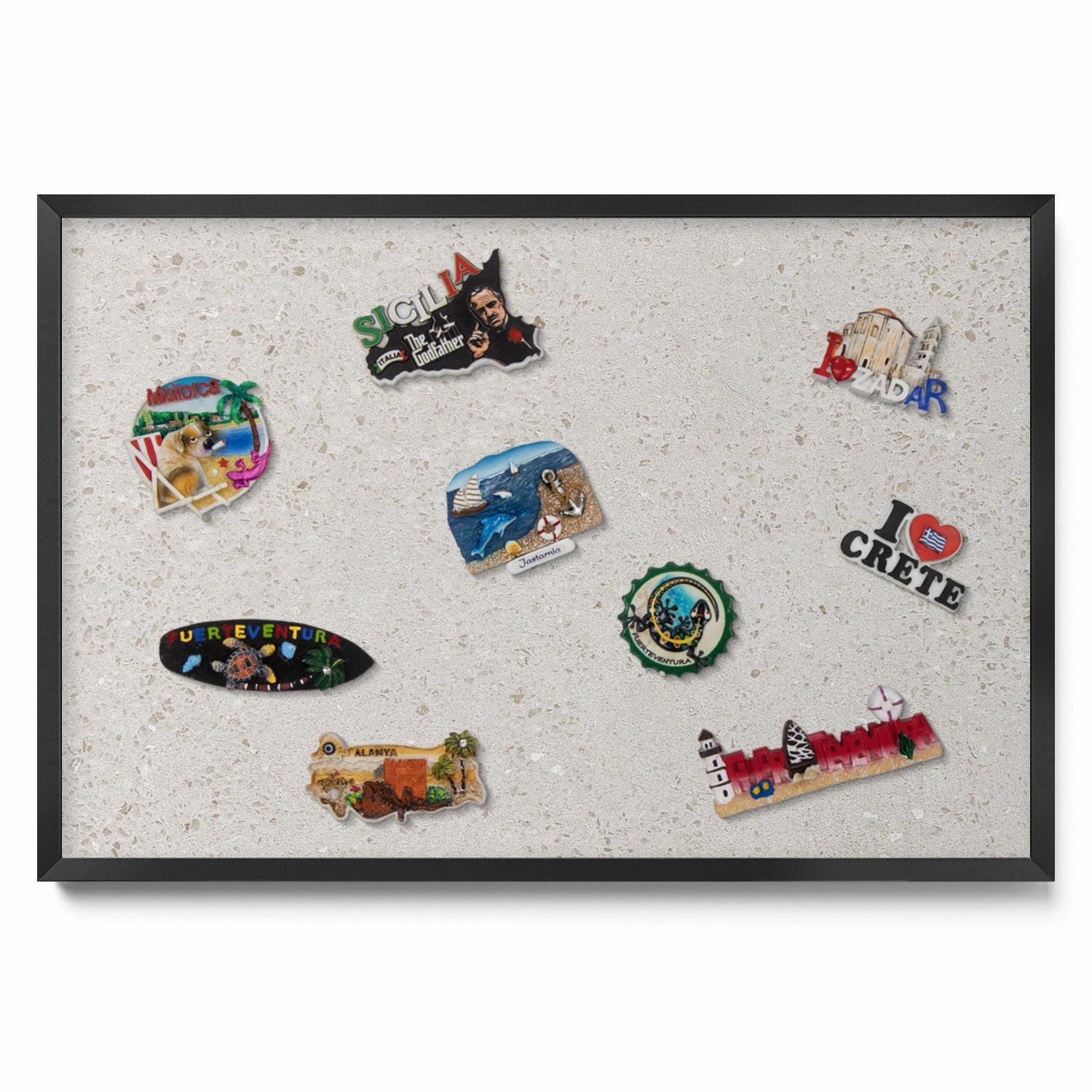 MAGNETTAFEL 60x40 cm Schwarzer Rahmen Helles Steinzeug - Sandfarben, Metall (60/50/0.4cm) - TULUP