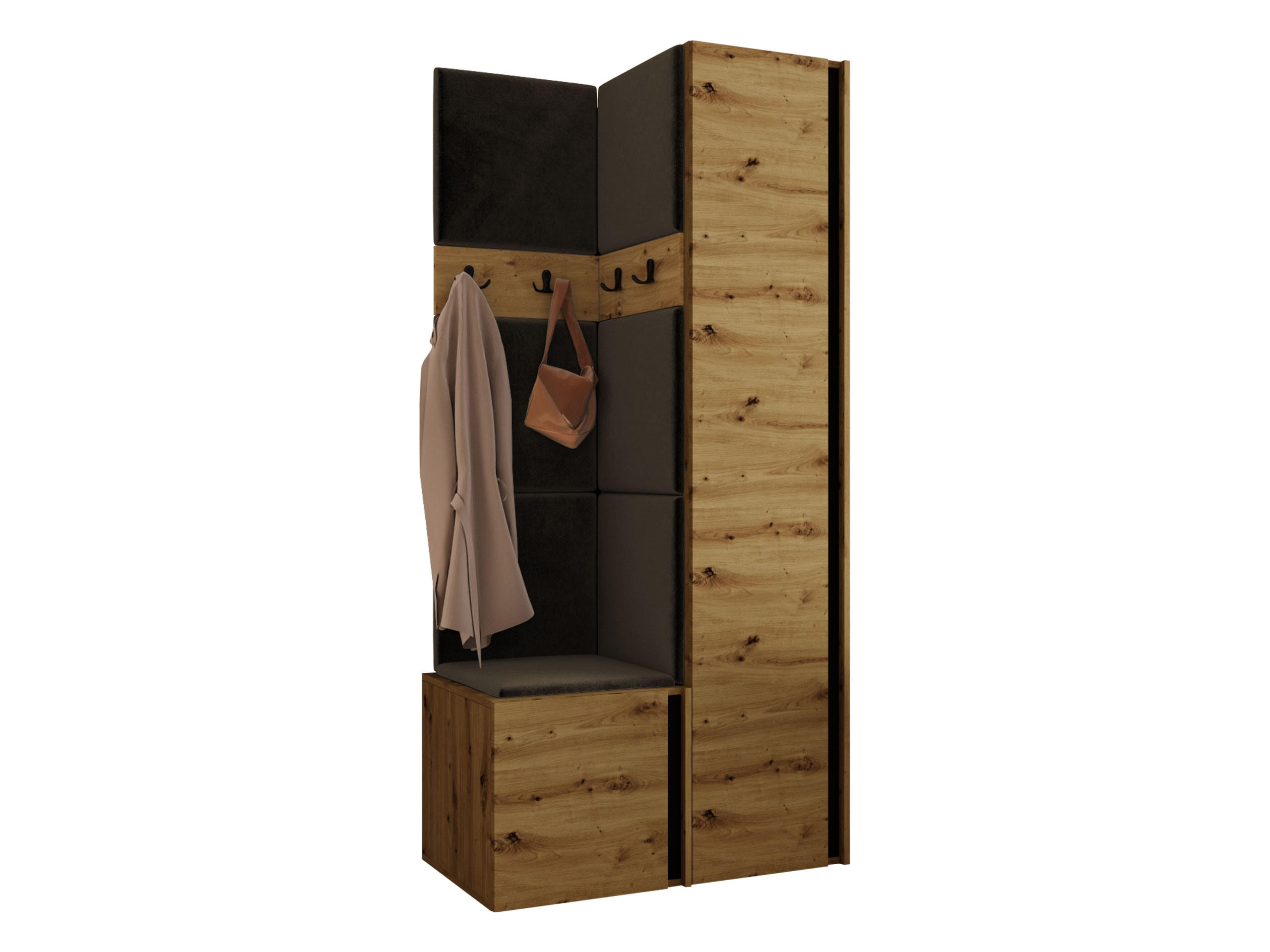 MOBILIER PENTRU HOL Orion XXIV - maro/stejar Artisan, material plastic/compozit lemnos (82/186/46cm) - MIRJAN24