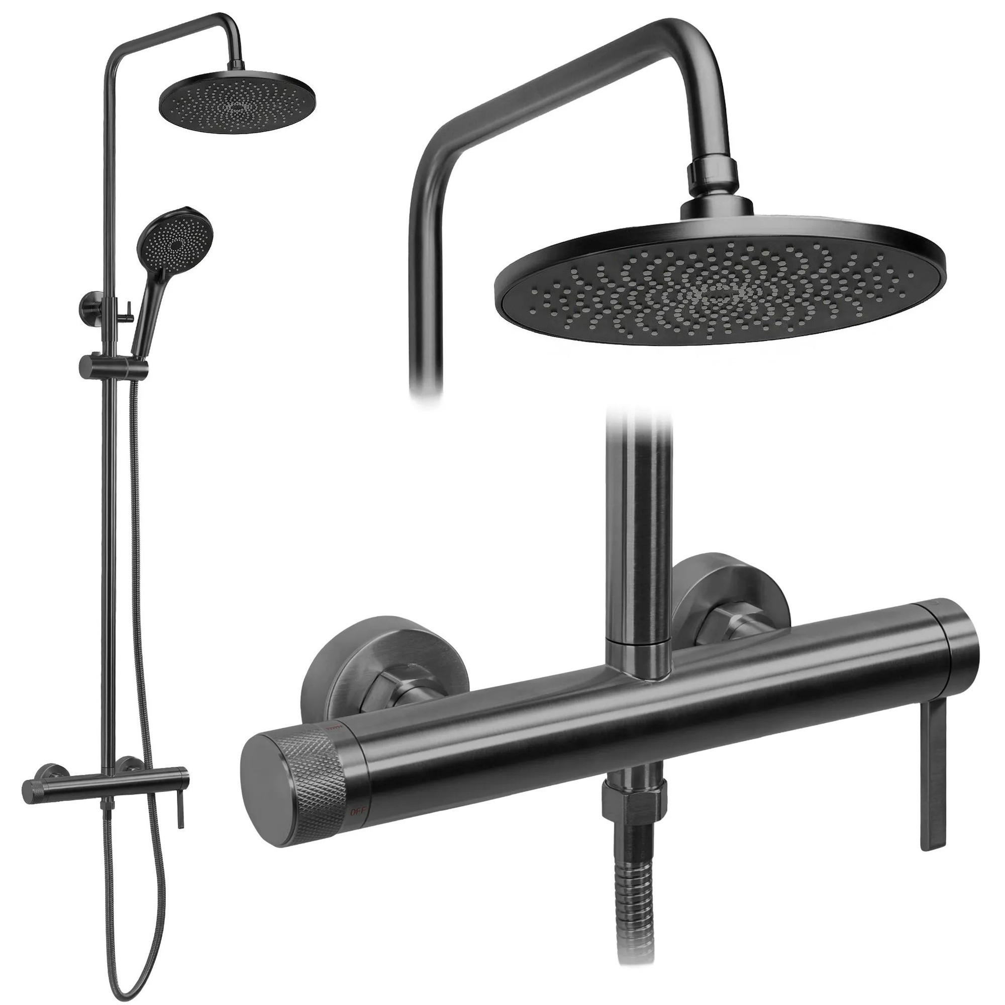 DUSCHGARNITUR Rea Rivo Titan - Titanfarben, Metall (29.5/126.5/33cm) - REA