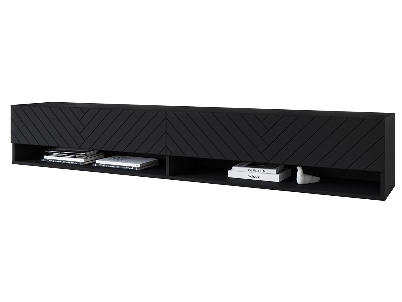 Feldmann-Wohnen Lowboard Schwarz, Weiß 180x30x32 cm