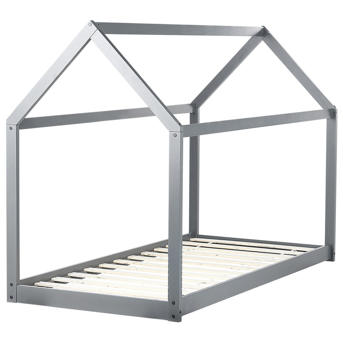 KINDER-HAUSBETT Grau 90-200 cm Tosse - Grau, Holz (90/200cm) - Beliani