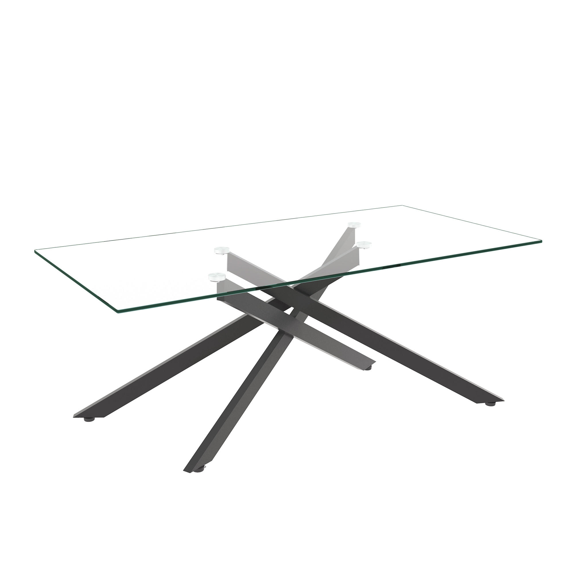 COUCHTISCH DE-37412 100 cm rechteckig mit Glasplatte Schwarz/Transparent - Schwarz, Metall (100/60/46cm) - ComfortXL