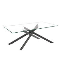 COUCHTISCH DE-37412 100 cm rechteckig mit Glasplatte Schwarz/Transparent - Schwarz, Metall (100/60/46cm) - ComfortXL