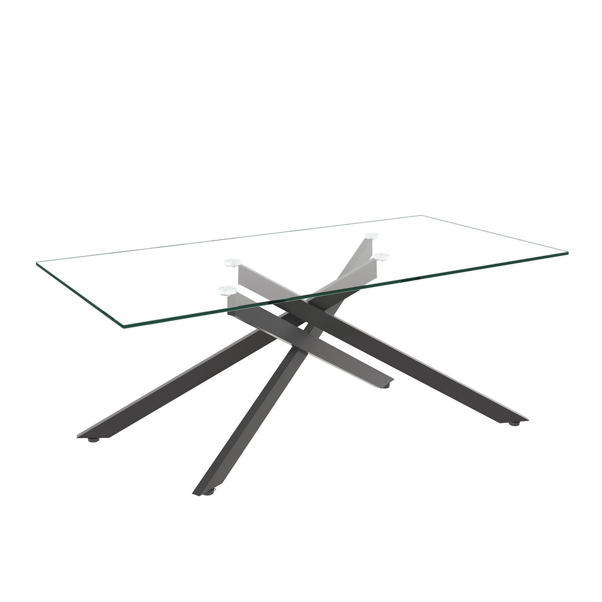 COUCHTISCH aus Glas und Metall in Schwarz mit geformte Metallbeine - Schwarz, Glas (120/60/46cm) - Modfu