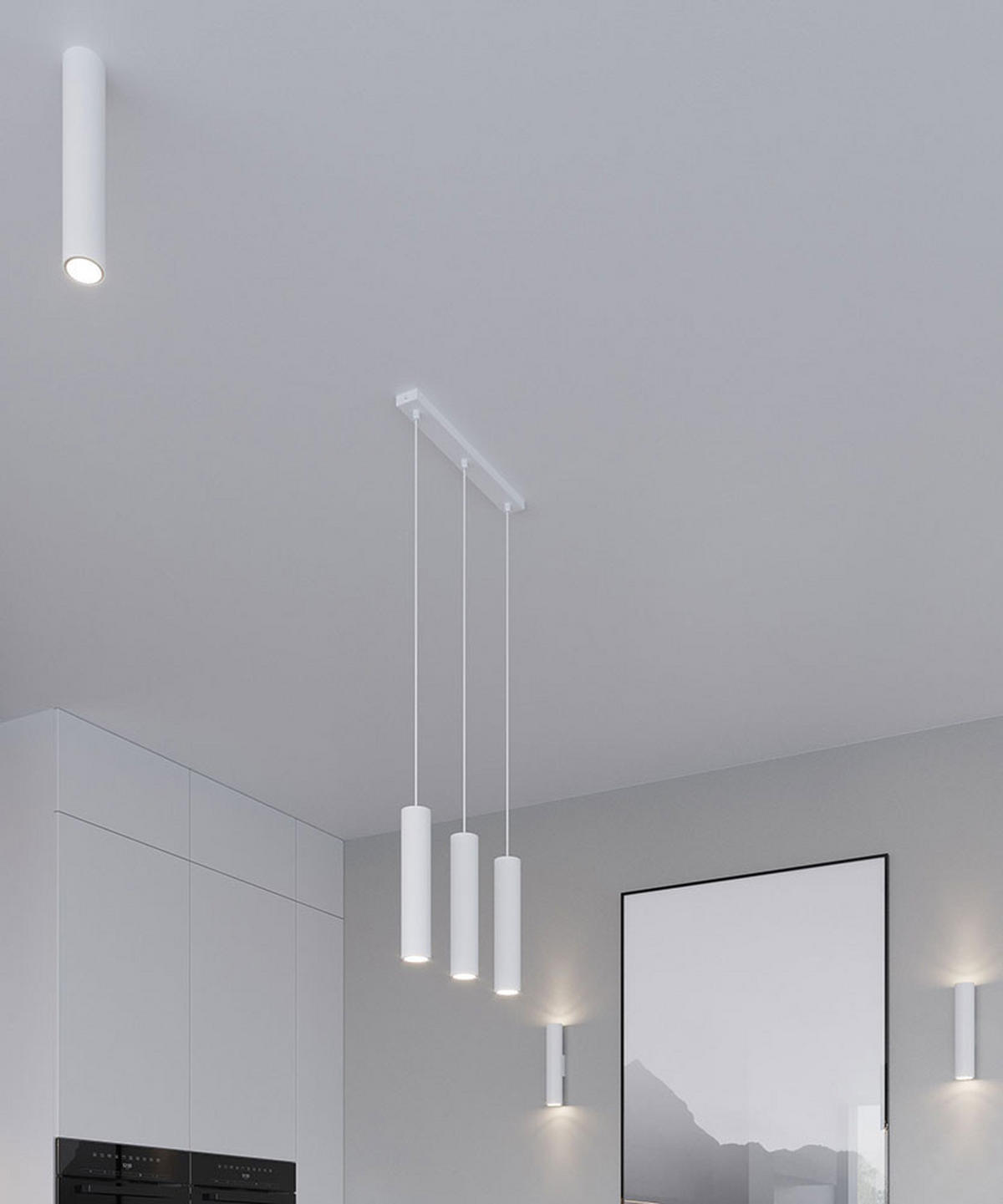 HÄNGELEUCHTE Stahl Weiß 1-Flammig - Weiß, Metall (8/8/130cm)