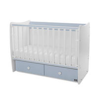 BABYBETT MATRIX NEW 120 x 60 cm blau 120 x 60 cm, Schaukelfunktion, 2 Schubladen, 2 Ebenen, Schlupfsprossen - Blau, Holzwerkstoff (60/120cm) - Lorelli