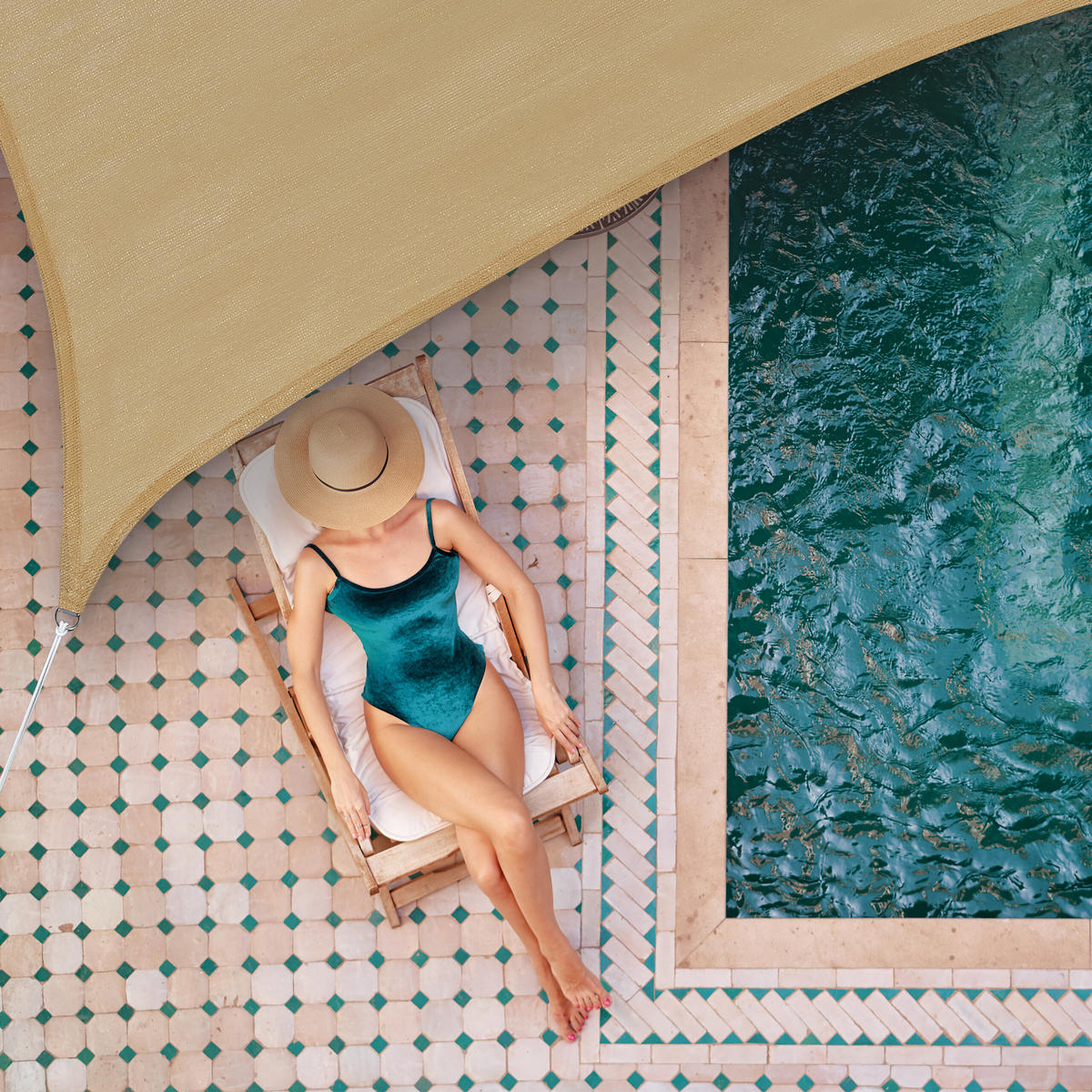 SONNENSEGEL - Beige, Kunststoff/Metall (163/200cm) - Relaxdays