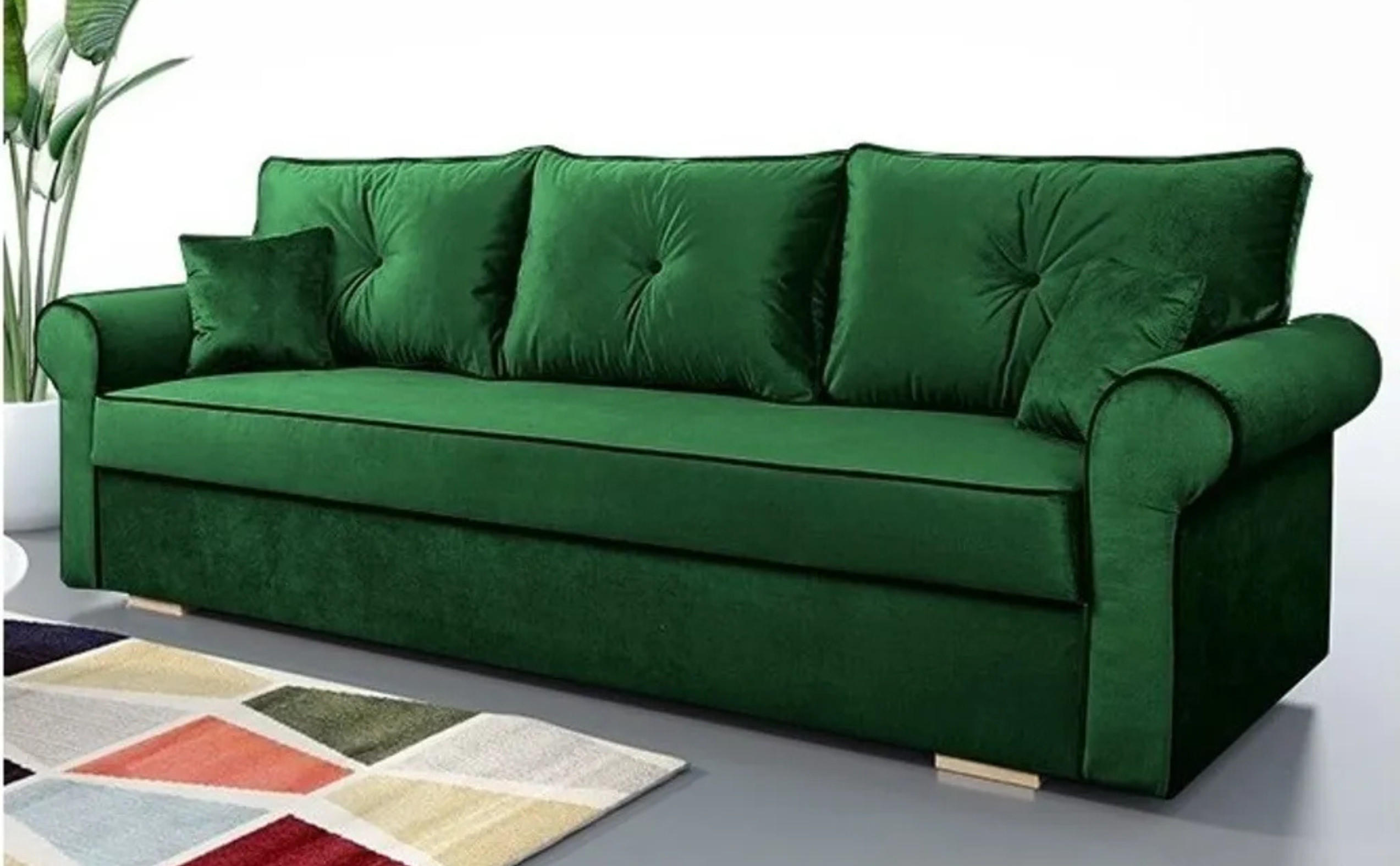SOFA Flaschengrün TOP Schlaffunktion - Grün, Textil (237/76/85cm) - Sepro Meble