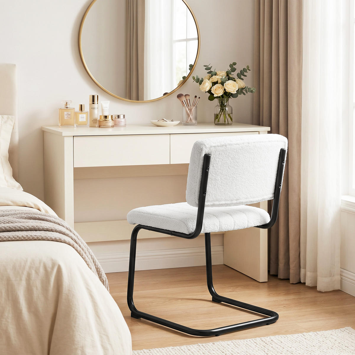 STUHL 2er-Set Creme 55.0/48.0/76.0 cm - Creme, Textil (48/76/55cm)