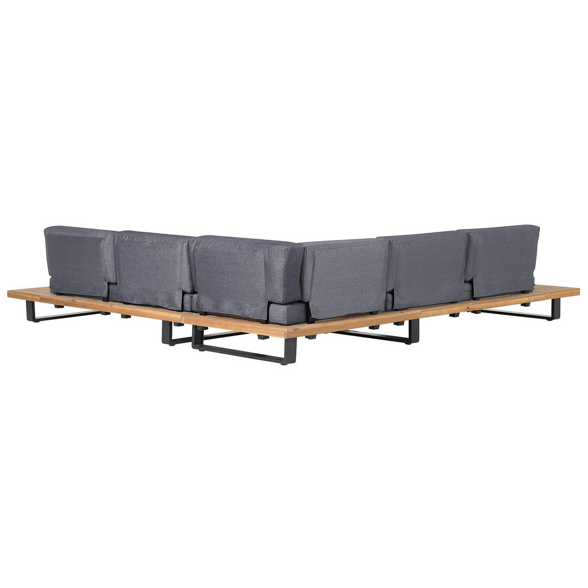 LOUNGE SET 5-Sitzer hellbraun Auflagen grau Mykonos - Hellbraun/Grau, Holz - Beliani