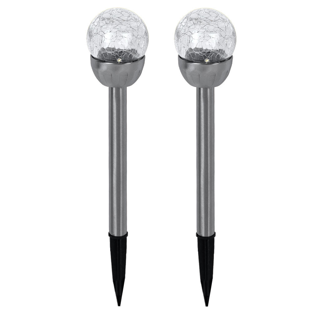 LED AUSSENLEUCHTE Edelstahl Silber 2er Set - Silberfarben, Glas (6/6/24.5cm)