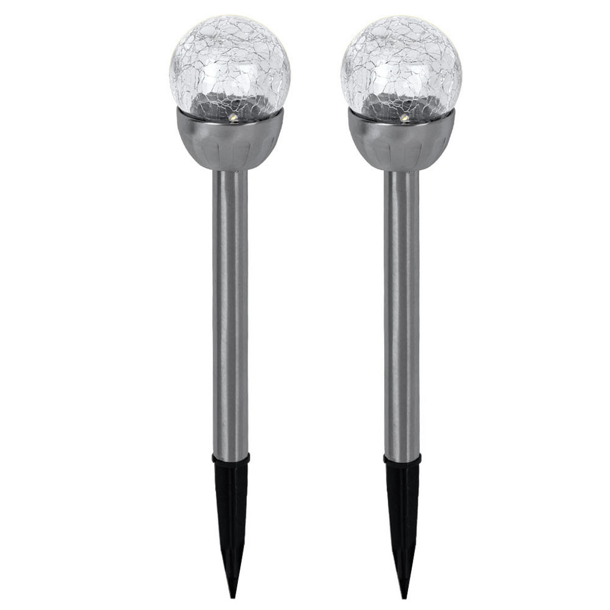 LED AUSSENLEUCHTE Edelstahl Silber 2er Set - Silberfarben, Glas (6/6/24.5cm)