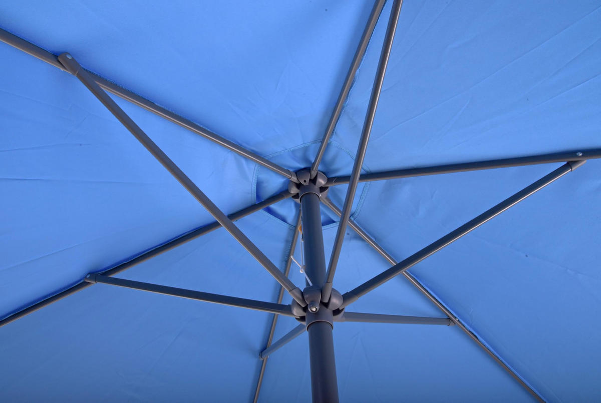 SONNENSCHIRM Thomas Ø 300cm 6 Streben Blau Gartenschirm - Blau, Kunststoff (295/295cm) - DELUKE