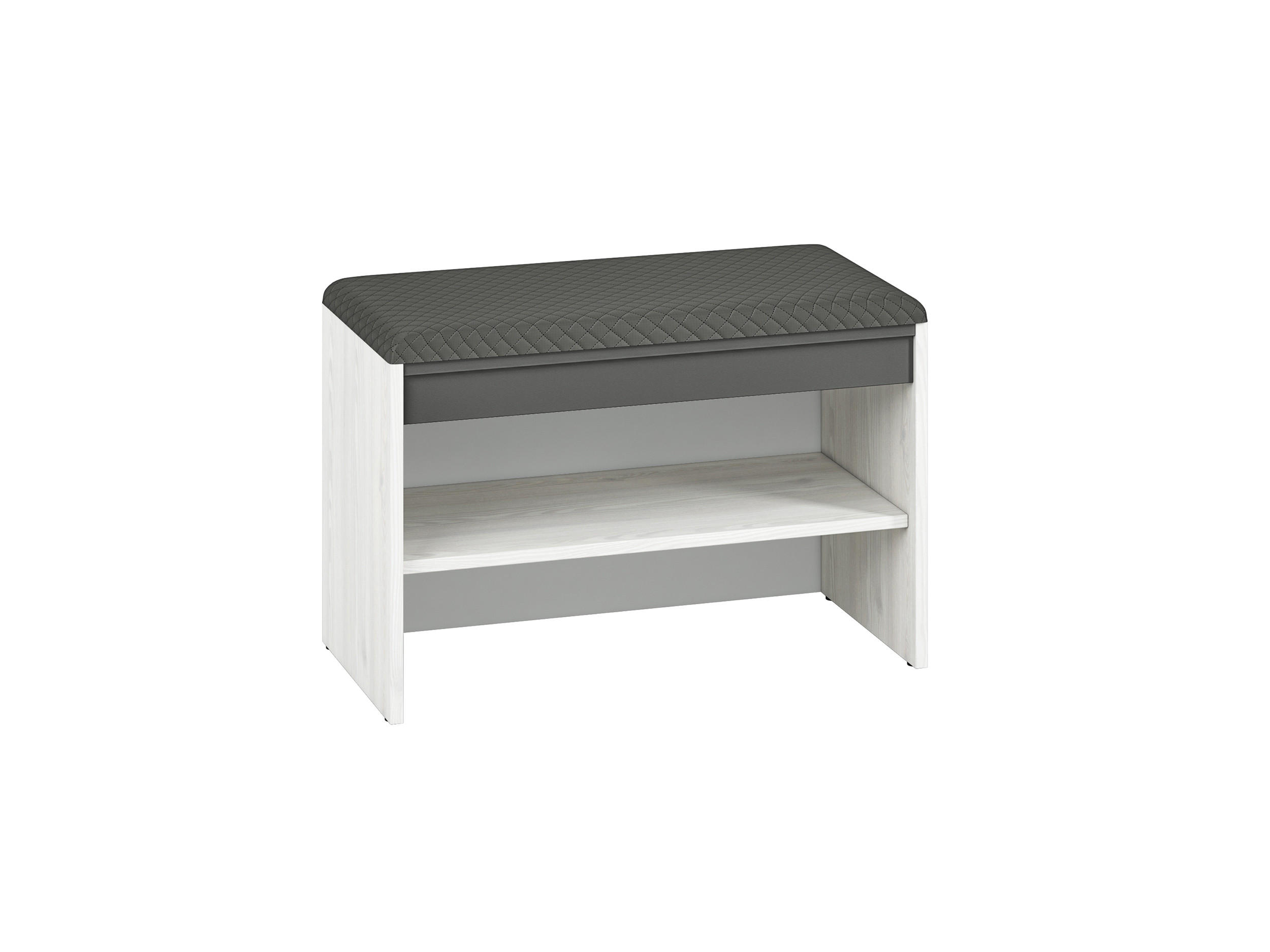 SITZBANK Hyga Pinie weiß / anthrazit 70 / 34 / 47cm - Weiß/Grau, Holz/Holzwerkstoff (70/47/34cm) - Feldmann-Wohnen