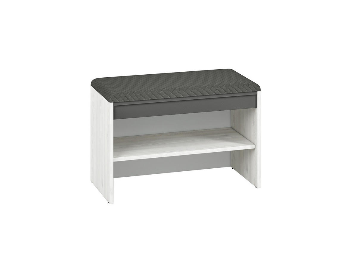 SITZBANK Hyga Pinie weiß / anthrazit 70 / 34 / 47cm - Weiß/Grau, Holz/Holzwerkstoff (70/47/34cm) - Feldmann-Wohnen