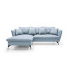 ECKSOFA FERRO Blau Geflochtener Stoff mit Schlaffunktion - Blau, Holz (258/167cm) - MASSENO