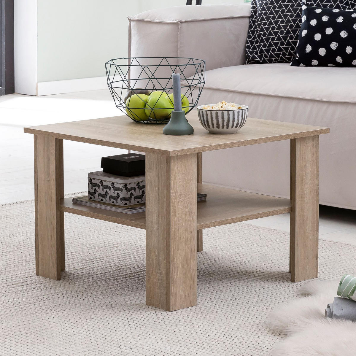 COUCHTISCH NOEMI Wohnzimmertisch - Sonoma Eiche, Holzwerkstoff (60/60/42cm) - tinkaro